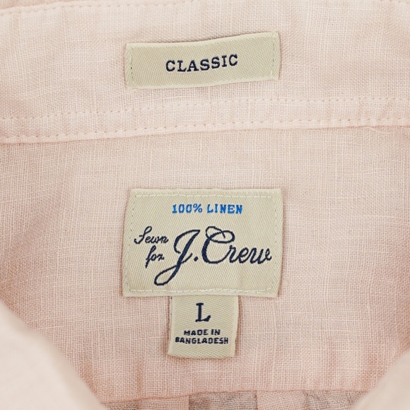 JCREW Size L Washed Linen Shirt with Point Collar in Pink Blush $118 CH601 - Picture 4 of 4